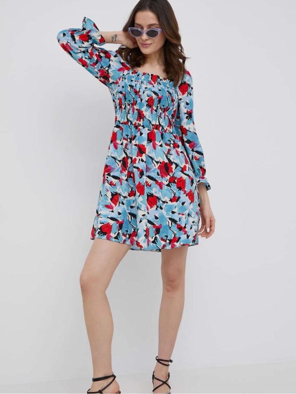 Vero Moda Floral Print Off the Shoulder Ruffle Mini Dress Casual Summer
